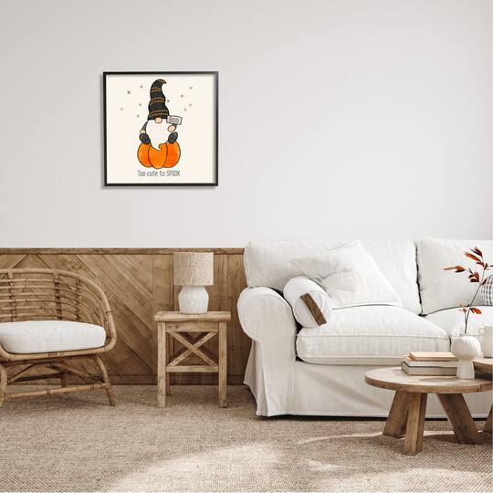Stupell Industries Too Cute To Spook Gnome Phrase Framed Giclee Art